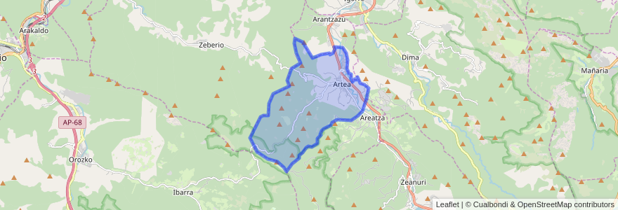 Mapa de ubicacion de Artea.