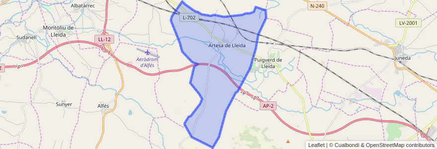 Mapa de ubicacion de Artesa de Lleida.