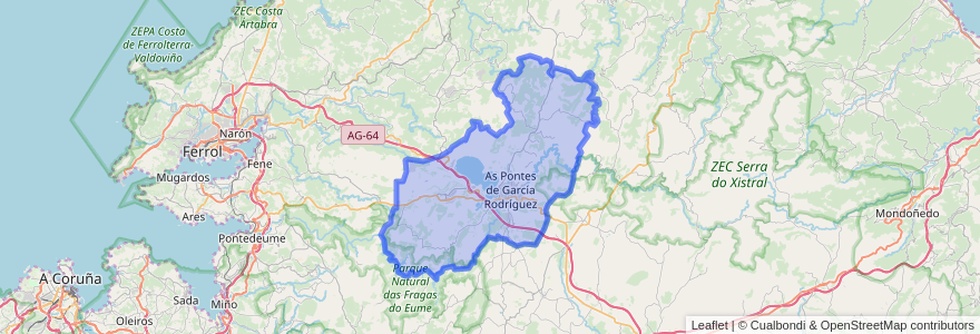 Mapa de ubicacion de As Pontes de García Rodríguez.