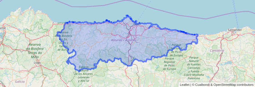 Mapa de ubicacion de Asturias.