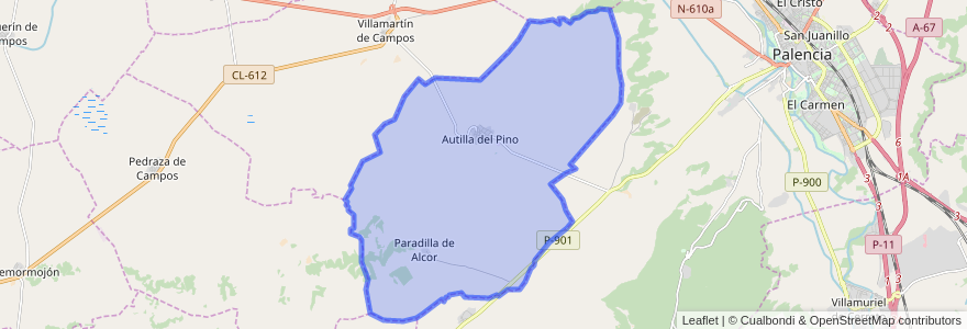 Mapa de ubicacion de Autilla del Pino.