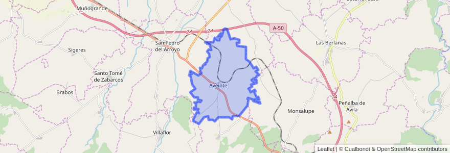 Mapa de ubicacion de Aveinte.