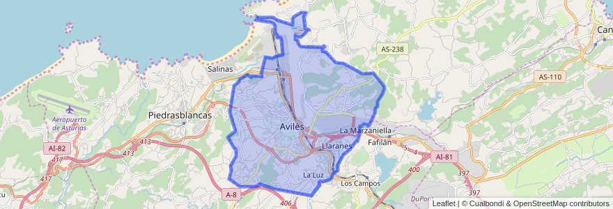 Mapa de ubicacion de Avilés.