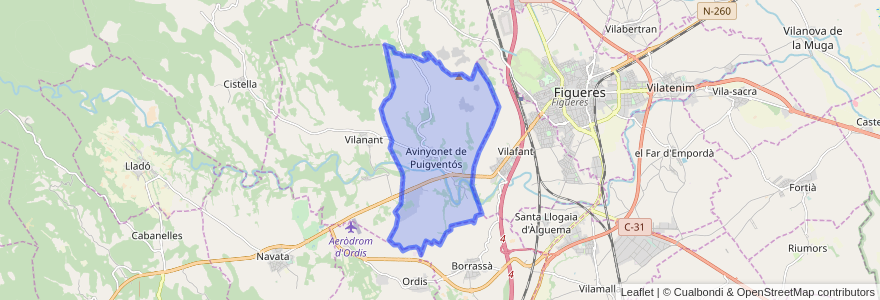 Mapa de ubicacion de Avinyonet de Puigventós.