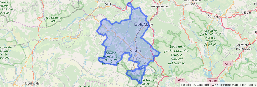 Mapa de ubicacion de Aiarako kuadrilla/Cuadrilla de Ayala.