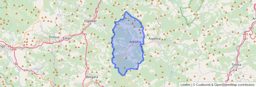 Mapa de ubicacion de Azkoitia.