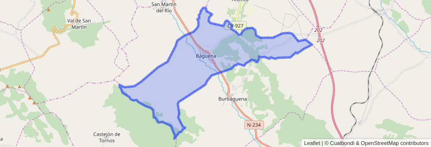 Mapa de ubicacion de Báguena.