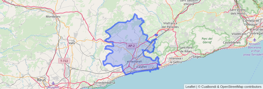 Mapa de ubicacion de Baix Penedès.