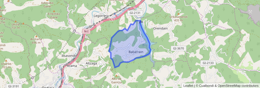 Mapa de ubicacion de Baliarrain.