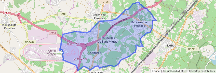 Mapa de ubicacion de Banyeres del Penedès.