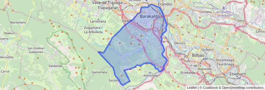 Mapa de ubicacion de Barakaldo.