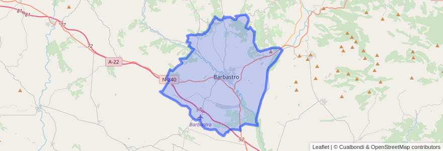 Mapa de ubicacion de Barbastro.