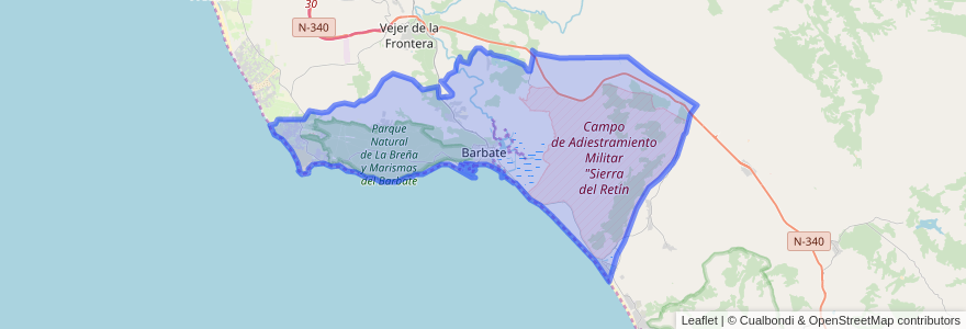 Mapa de ubicacion de Barbate.