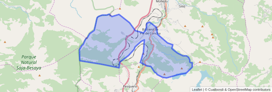 Mapa de ubicacion de Bárcena de Pie de Concha.