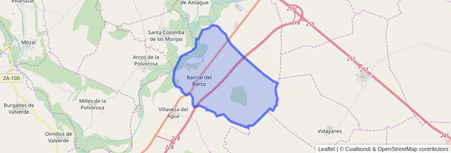 Mapa de ubicacion de Barcial del Barco.