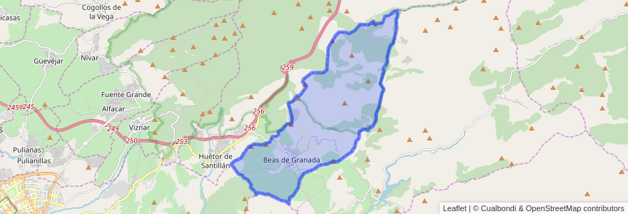 Mapa de ubicacion de Beas de Granada.