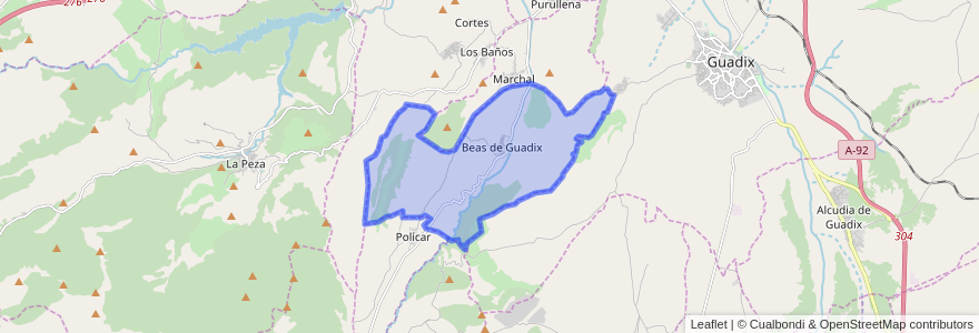 Mapa de ubicacion de Beas de Guadix.