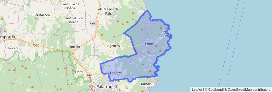 Mapa de ubicacion de Begur.