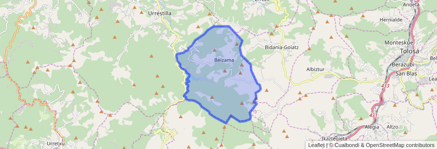 Mapa de ubicacion de Beizama.