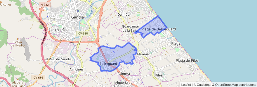 Mapa de ubicacion de Bellreguard.