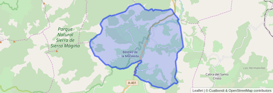 Mapa de ubicacion de Bélmez de la Moraleda.