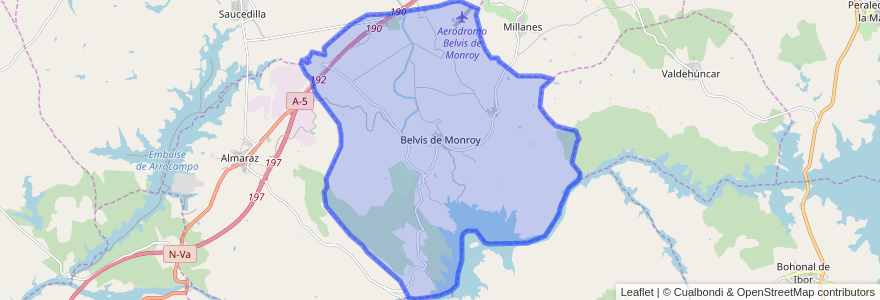 Mapa de ubicacion de Belvís de Monroy.