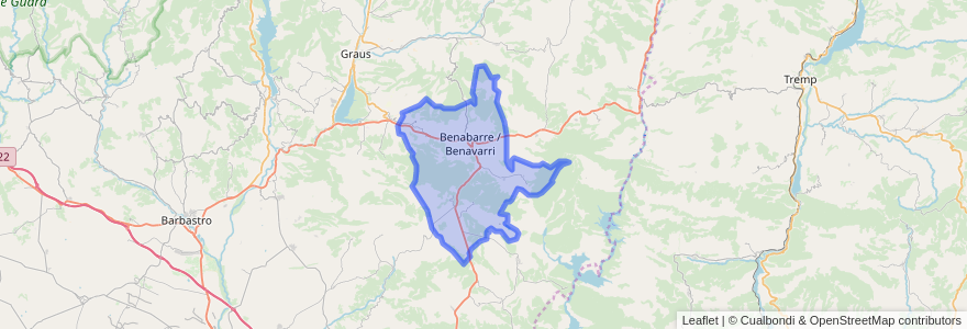 Mapa de ubicacion de Benabarre / Benavarri.