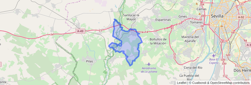 Mapa de ubicacion de Benacazón.