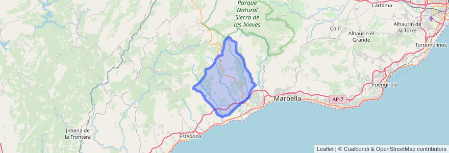 Mapa de ubicacion de Benahavís.