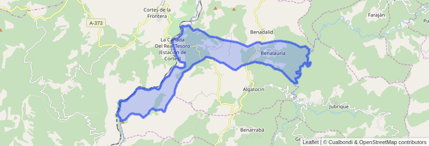 Mapa de ubicacion de Benalauría.