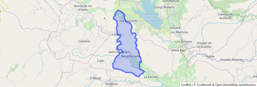 Mapa de ubicacion de Benamargosa.