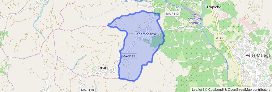 Mapa de ubicacion de Benamocarra.