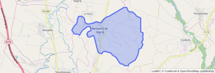 Mapa de ubicacion de Benavent de Segrià.