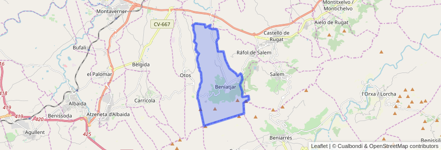 Mapa de ubicacion de Beniatjar.