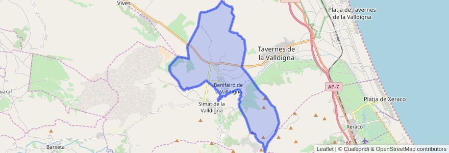 Mapa de ubicacion de Benifairó de la Valldigna.