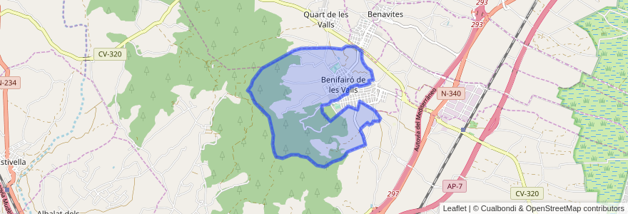 Mapa de ubicacion de Benifairó de les Valls.