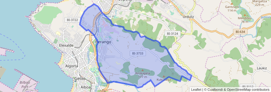 Mapa de ubicacion de Berango.