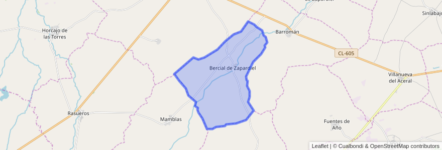 Mapa de ubicacion de Bercial de Zapardiel.