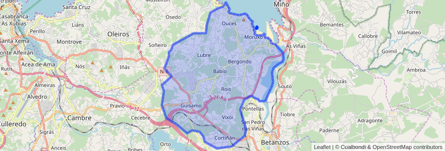 Mapa de ubicacion de Bergondo.