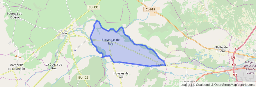 Mapa de ubicacion de Berlangas de Roa.