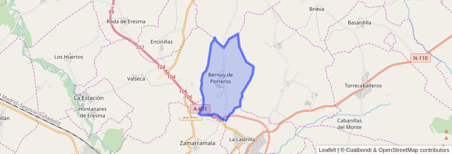 Mapa de ubicacion de Bernuy de Porreros.