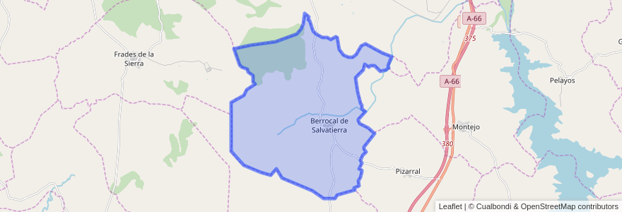 Mapa de ubicacion de Berrocal de Salvatierra.