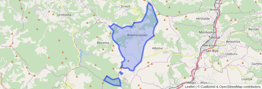 Mapa de ubicacion de Bidania-Goiatz.