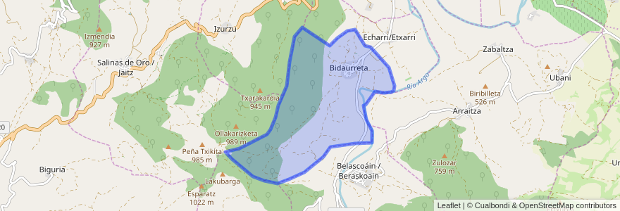 Mapa de ubicacion de Bidaurreta.