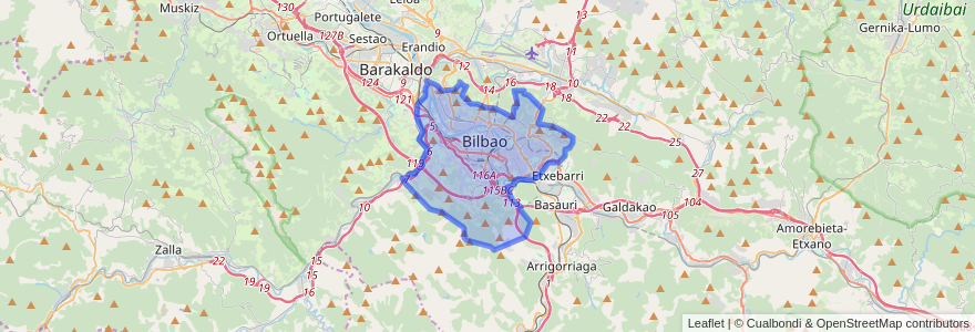 Mapa de ubicacion de 毕尔巴鄂.