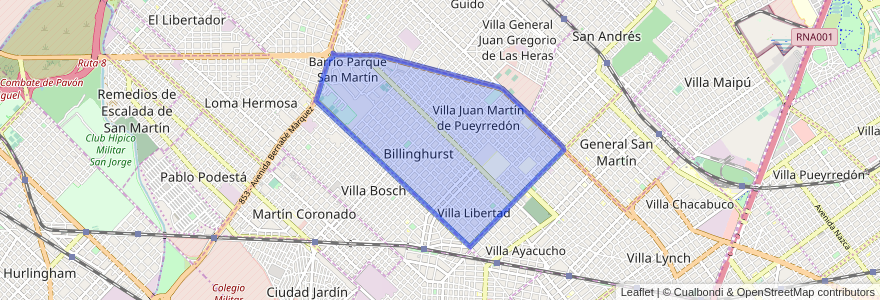Mapa de ubicacion de Billinghurst.