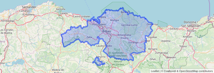 Mapa de ubicacion de Bizkaia.