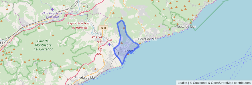 Mapa de ubicacion de Blanes.