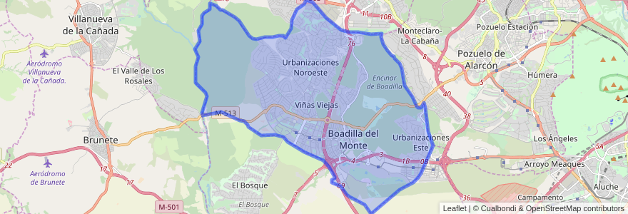 Mapa de ubicacion de Boadilla del Monte.