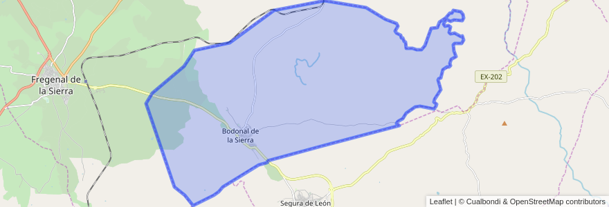 Mapa de ubicacion de Bodonal de la Sierra.